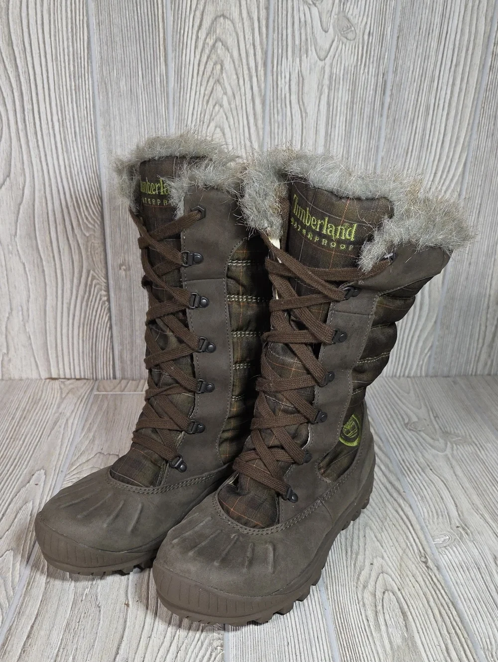 Timberland Mount Holly Waterproof Plaid Winter Snow Boots Womens Size 7.5